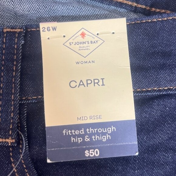 St Johns Bay Capri Jeans Womens 26W Dark Wash Mid Rise New - Picture 10 of 14